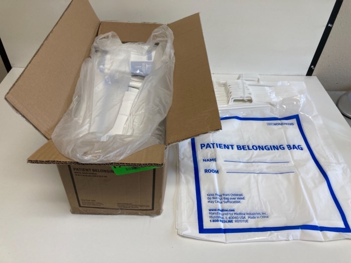 (1) Box of Medline Patient Belonging Bags for sale