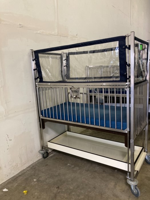 (1) Hard Baby Crib with Wheels for sale