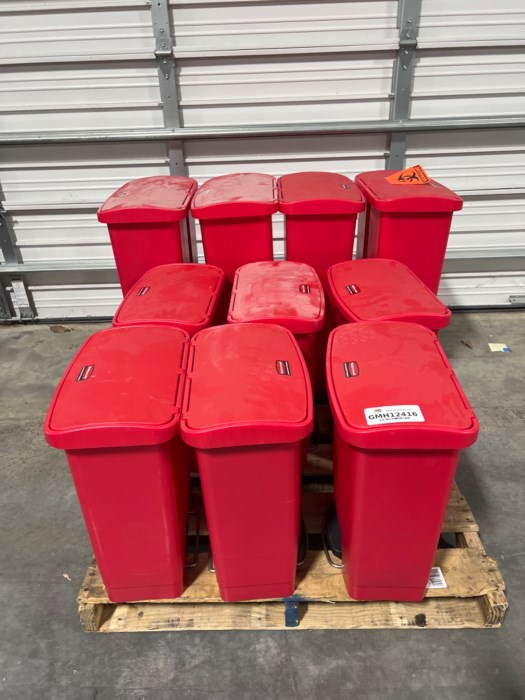 (10) RED BIO HAZARD TRASH CANS for sale