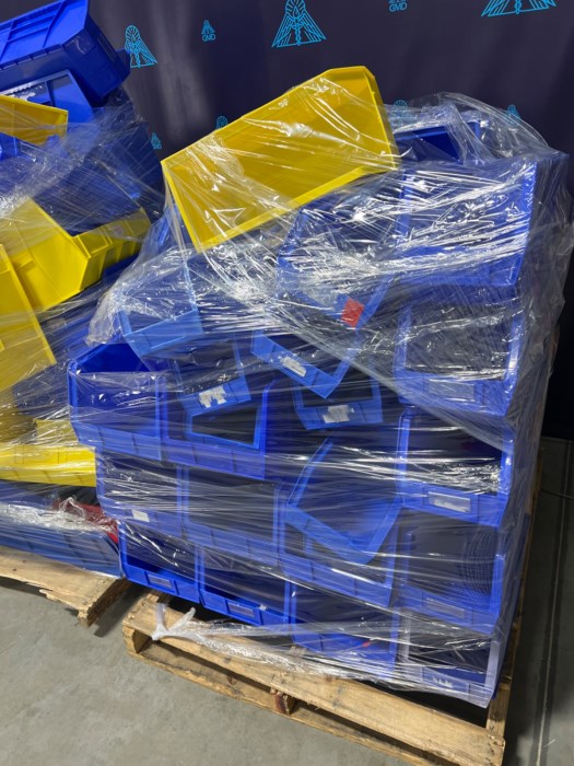 (2) PALLETS OF AKRO BINS for sale