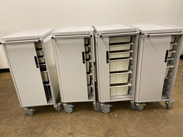(4) Innerspace Medical Hospital Rolling Carts with Pull Out Drawers for