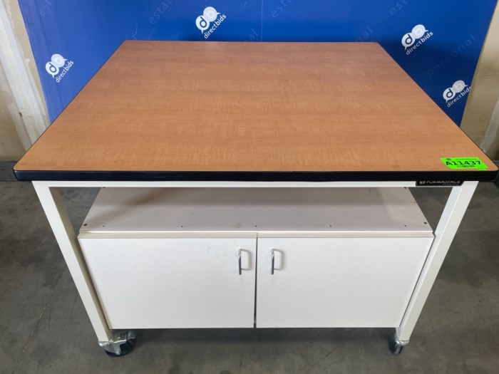 4’ W X 3’8” D X 3’2” Formaspace Rolling Work Table with Understorage