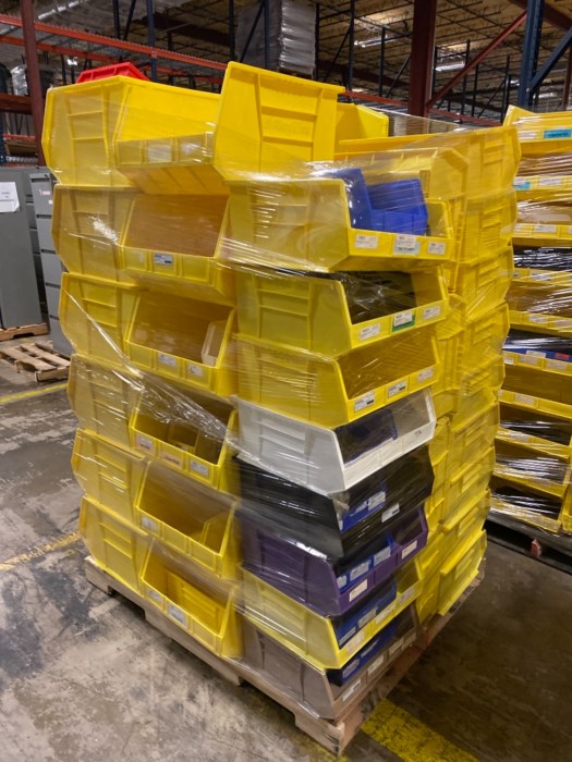 (5) Pallets of Assorted Akro Bins for sale