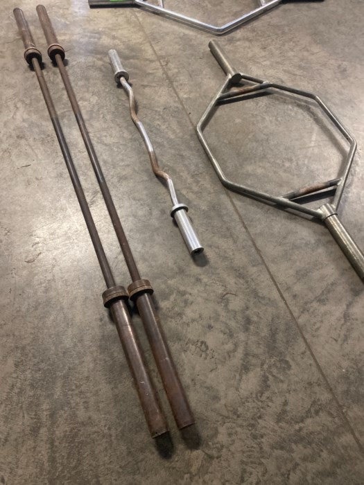 A lot of free weight bars for Gym for sale