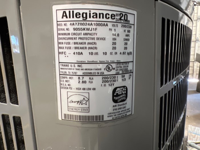 American Standard Allegiance 20 AccuLink Air Conditioning Unit for sale