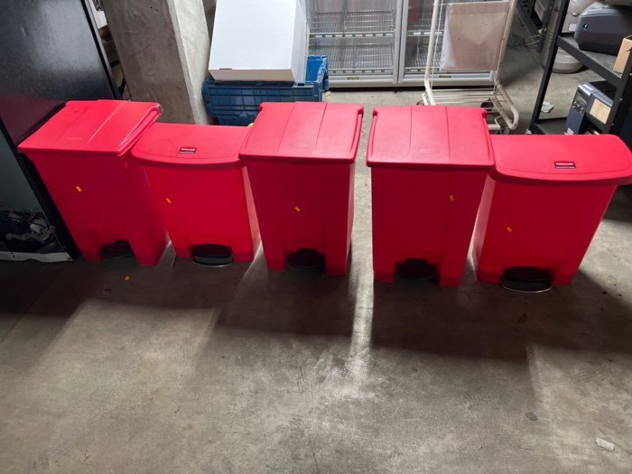 ASSORTED RUBBERMAID COMMERCIAL TRASH CANS for sale