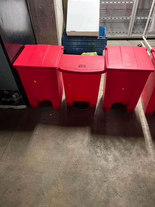 ASSORTED RUBBERMAID COMMERCIAL TRASH CANS for sale
