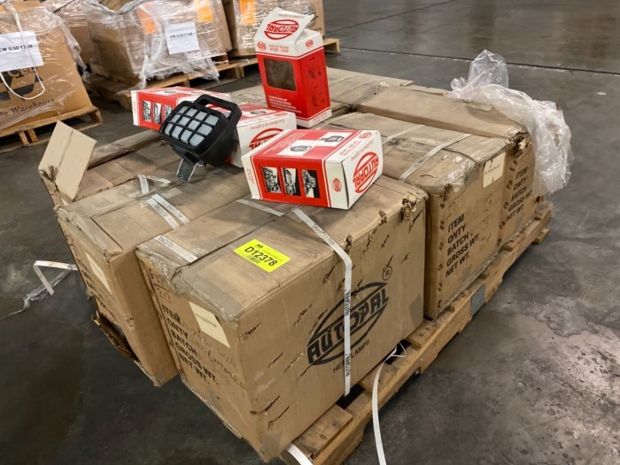 Abandoned Unused Napa Auto Parts, pallet filled with Autopal Heavy Duty
