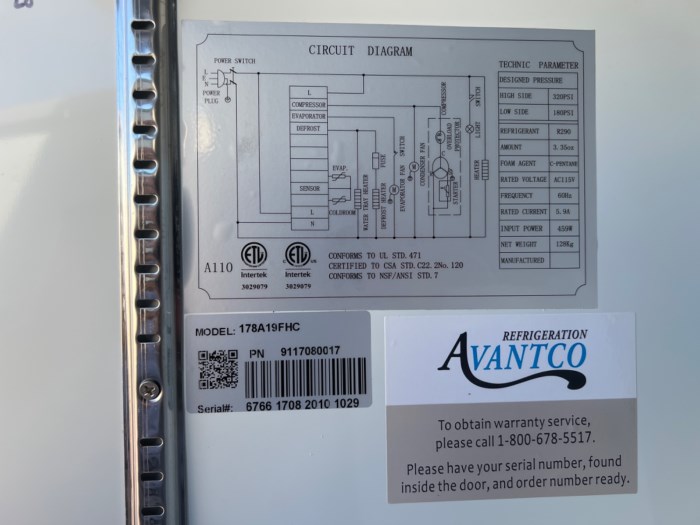 Avantco Refrigeration Model 178A19FHC for sale