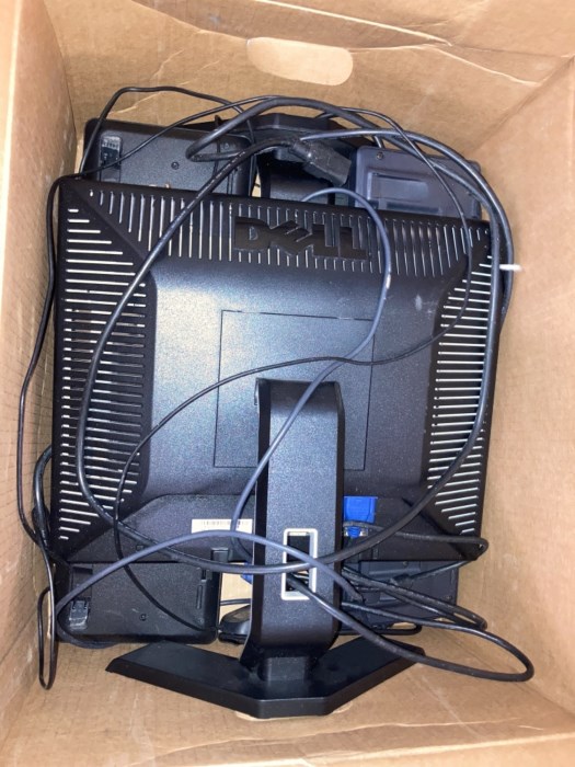 Computer Monitors, Keyboards, Mouse, Printer and Power Supply Boxes for