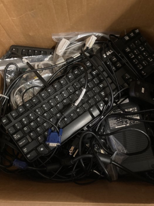 Computer Monitors, Keyboards, Mouse, Printer and Power Supply Boxes for
