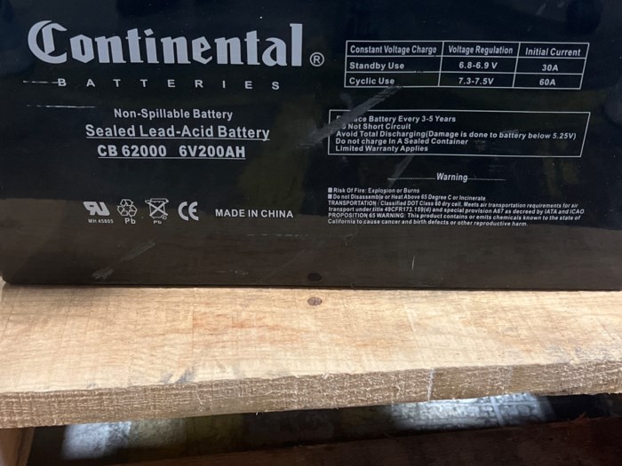 Continental NonSpillable Sealed LeadAcid Battery (Lot of 4) for sale