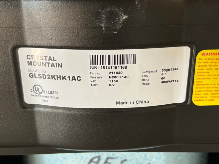 Crystal Mountain Model GLSD2KHK1AC Water Cooler w/ (4) Bottle Holders for sale