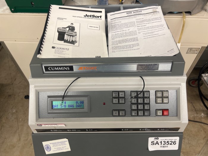 Cummins JetSort 3000 Series High Speed Coin Sorter/Countet for sale
