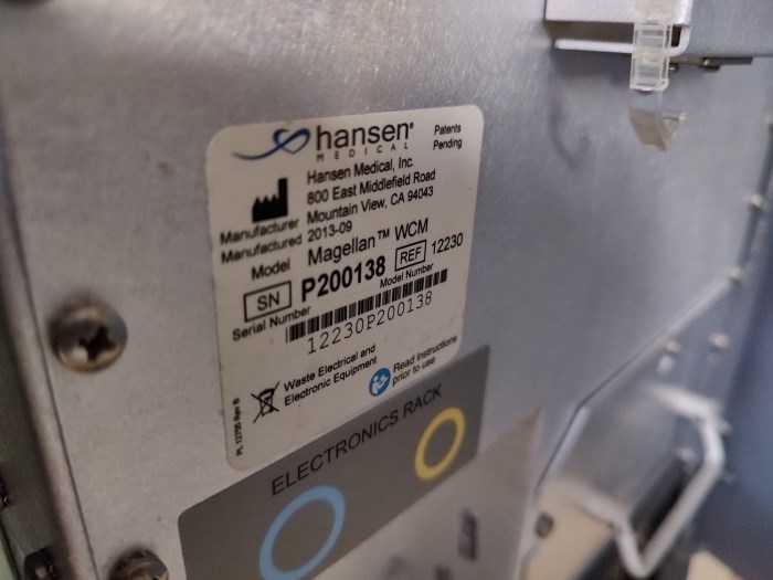 Hansen Magellan Robotic Catheter System Rolling Workstation for sale