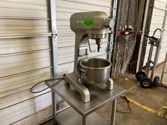 Hobart Model A200 Three Stand Mixer with Stainless Steel Rolling Table