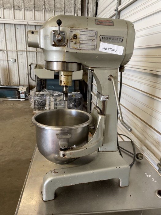 Hobart Model A200 Three Stand Mixer with Stainless Steel Rolling Table