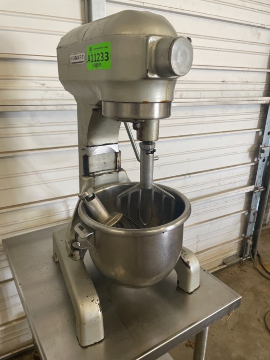 Hobart Model A200 Three Stand Mixer with Stainless Steel Rolling Table