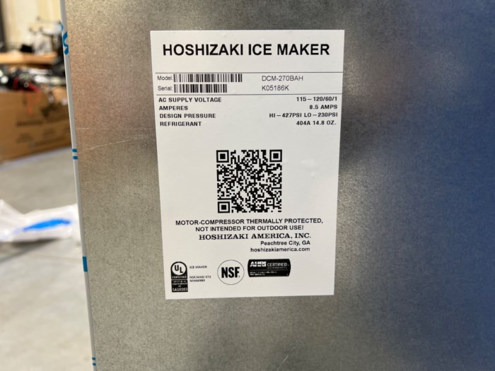Hoshizaki Ice Maker model DCM270BAH for sale
