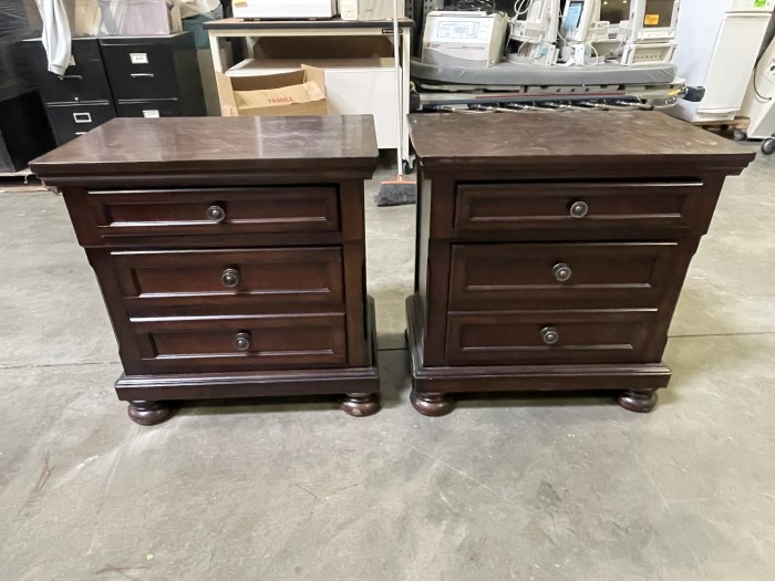 Lot of (2) Matching Brown Finish Nightstands for sale