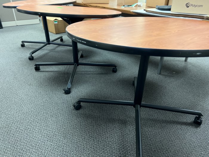 Lot of 3 foldable round office tables for sale
