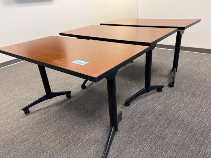 Lot of (3) rolling office tables for sale