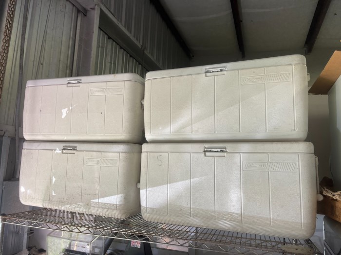 lot of 4 Large coleman cooler for sale