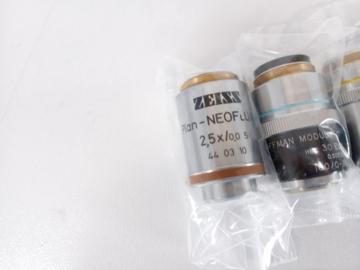 Mixed Lot 5x Microscope Objectives (Olympus, Zeiss, Nikon) for sale