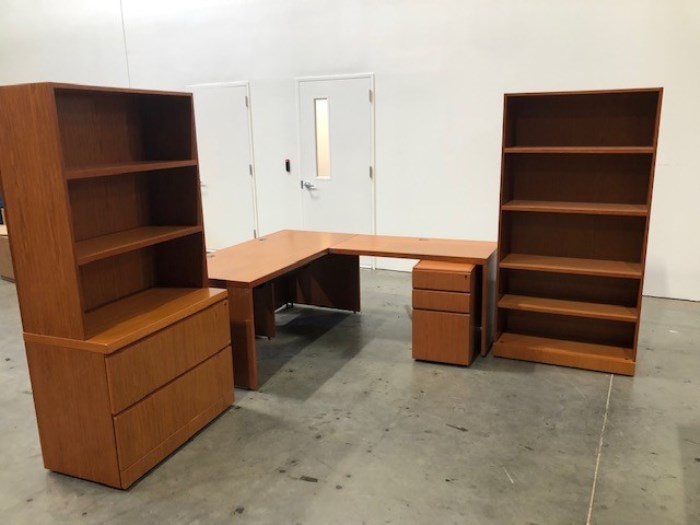 Office Suite Consisting of 72" Desk, 48" return, 36” Bookcase, 1 File and a BBF Ped