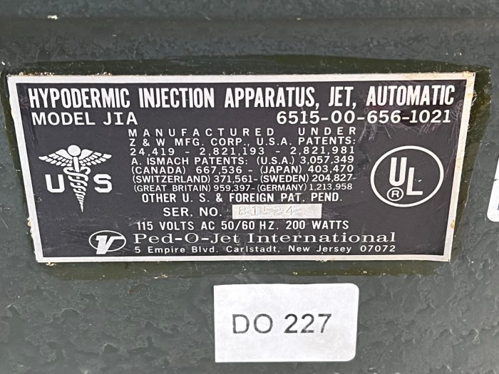 PedOJet International Hypodermic Injection Apparatus Model JIA