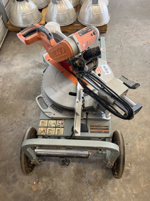 Ridgid 12” Miter Saw w/ Ridgid MSUV Miter Saw Utility Vehicle for sale