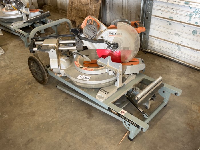 Ridgid 12” Miter Saw w/ Ridgid MSUV Miter Saw Utility Vehicle for sale