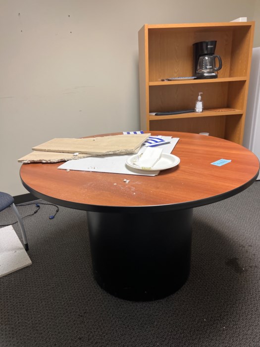 Round office table and bookcase for sale