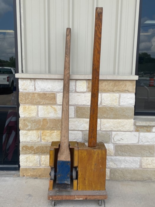 Set of (2) Johnson Pry Bars Including Rolling Stand for sale