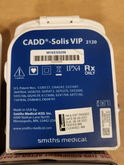 Smiths Medical CADDSolis VIP 2120 Ambulatory Infusion Pumps (3) & Moog