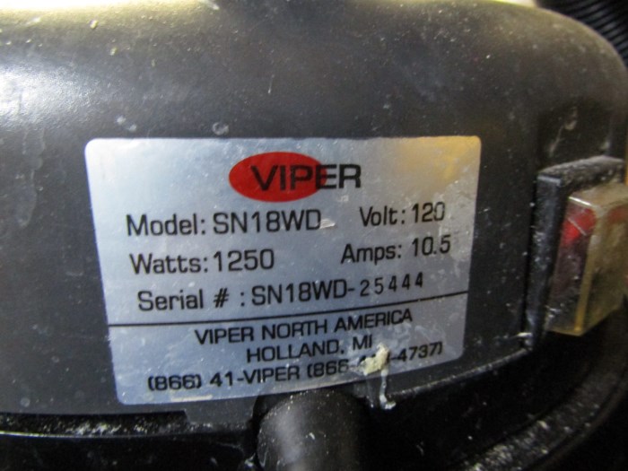 Viper Shovelnose SN18WD Wet/Dry Vacuum for sale