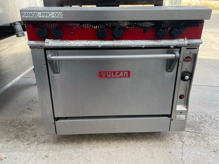 Vulcan Six Gas Burner Convection Oven w/ Overhead Warmer for sale