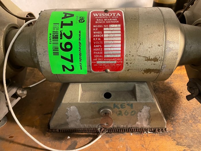 Wissota Model E71 Ball Bearing Bench Grinder & Accessories for sale
