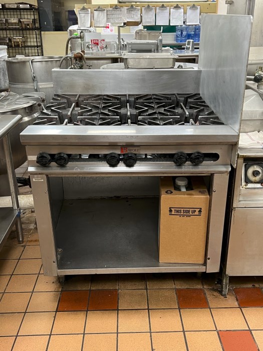 Wolf Brand Industrial Six Burner Stove w/ Understorage for sale