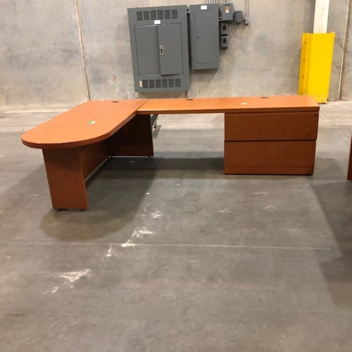 Wooden LShaped Desk with Pedestal for sale